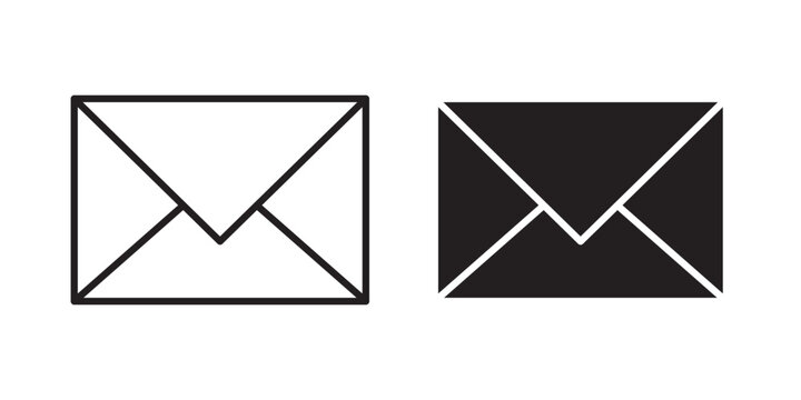 Email icon flat outline in black