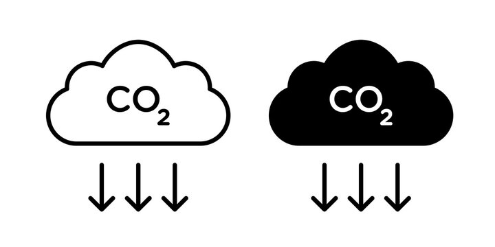 carbon reduction icon flat outline in black