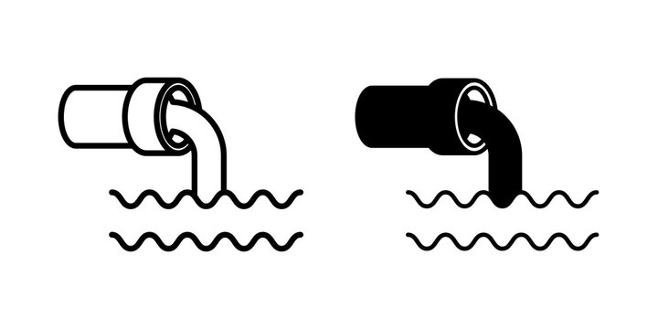 Waste water icon flat outline in black