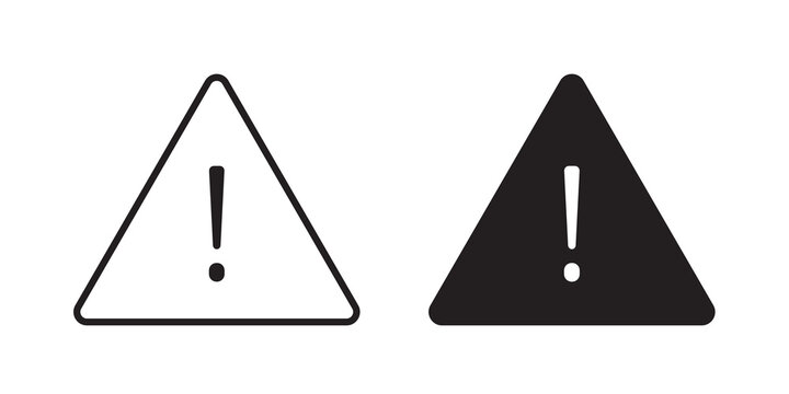 Warning triangle icon flat outline in black