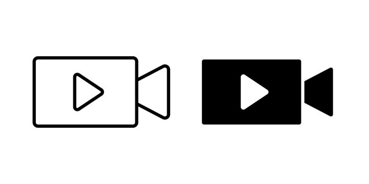 Video camera icon flat outline in black