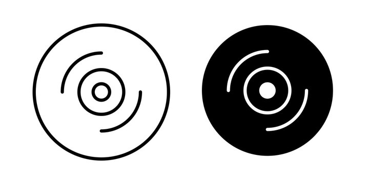 Vinyl icon flat outline in black