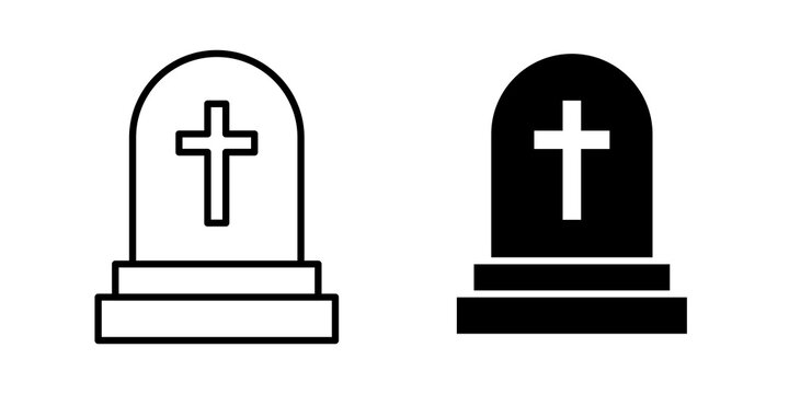 Tombstone icon flat outline in black