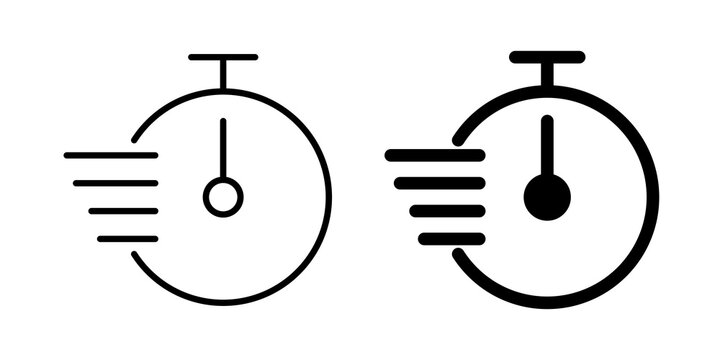 Time fast icon flat outline in black
