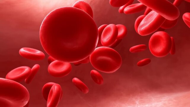 Red blood cells in bloodstream is flowing. Medical education, healthcare presentations, and biology instruction.