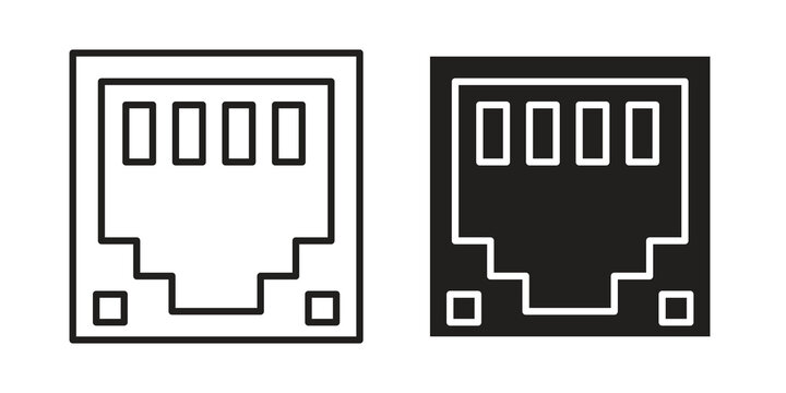 TCP icon flat outline in black