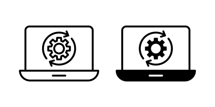 System update icon flat outline in black
