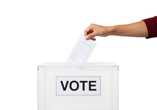 Hand putting vote into ballot box.