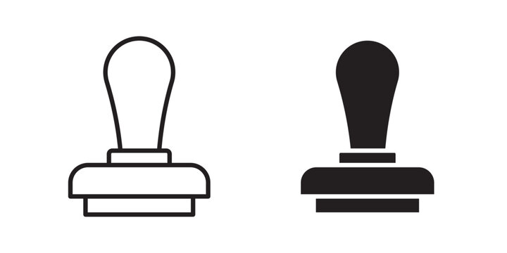 Stamp icon flat outline in black