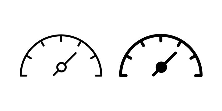 Speedometer icon flat outline in black