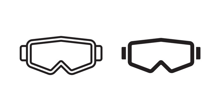 Snow Goggle icon flat outline in black