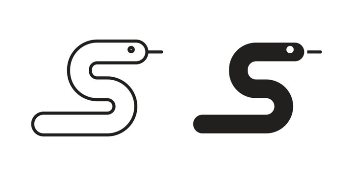 Snake icon flat outline in black