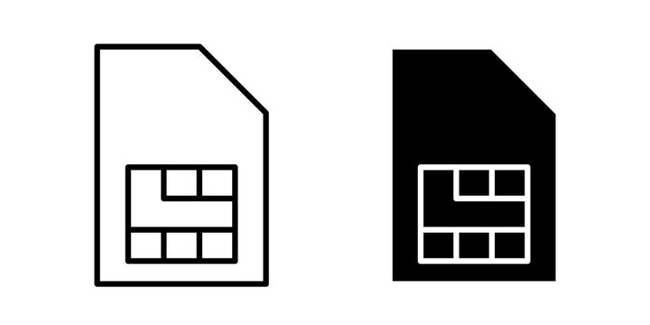 Sim card icon flat outline in black