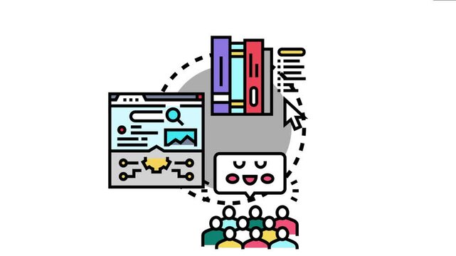 Library indexing process organizing collections for digital search, cataloging knowledge, and providing easy online access to information for multiple users