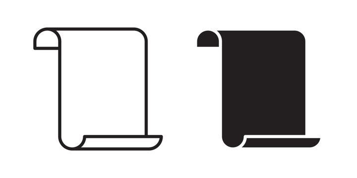 Scroll icon flat outline in black