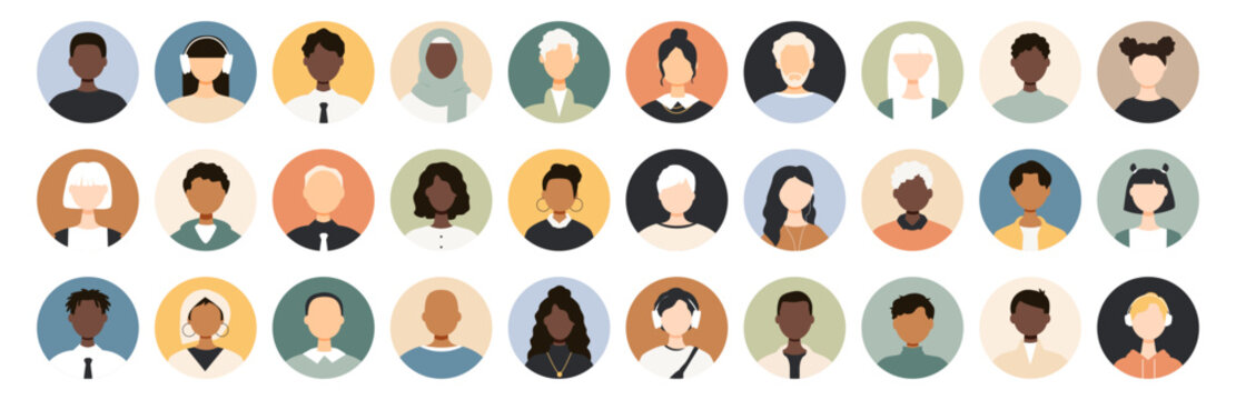 Icons of different people. Modern design.