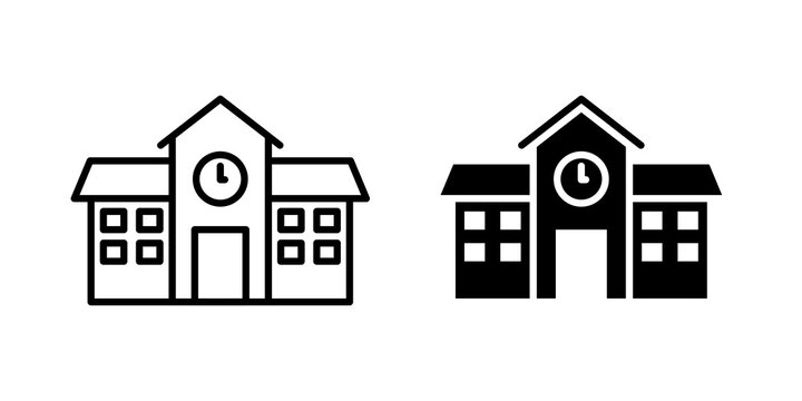 school icon flat outline in black
