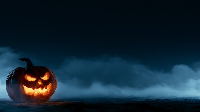 Cozy Halloween night with a glowing jack o lantern on display against a dark background