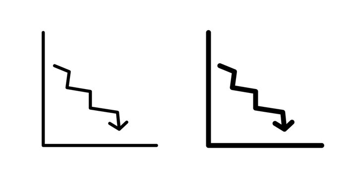 Reduction chart icon flat outline in black
