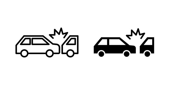 Rear end collision icon flat outline in black