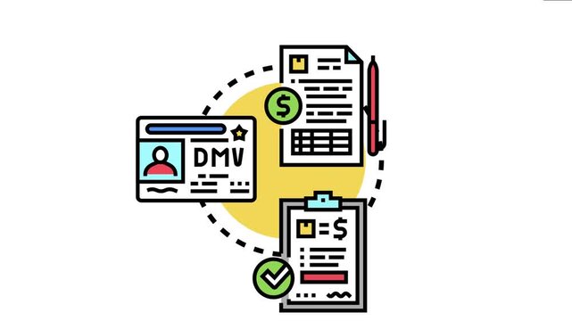 License authorization request concept a document with money, an official identity document, and a checklist with a verified mark, representing application and approval processes