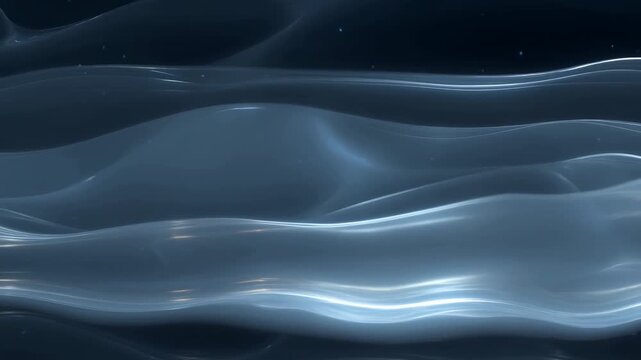 Abstract flowing waves undulate across a dark blue digital field. Title sequence, technology promotion, and science communication.