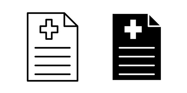 Prescription icon flat outline in black