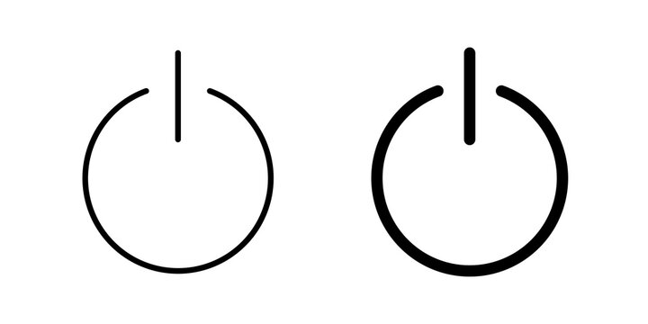 Power button icon flat outline in black