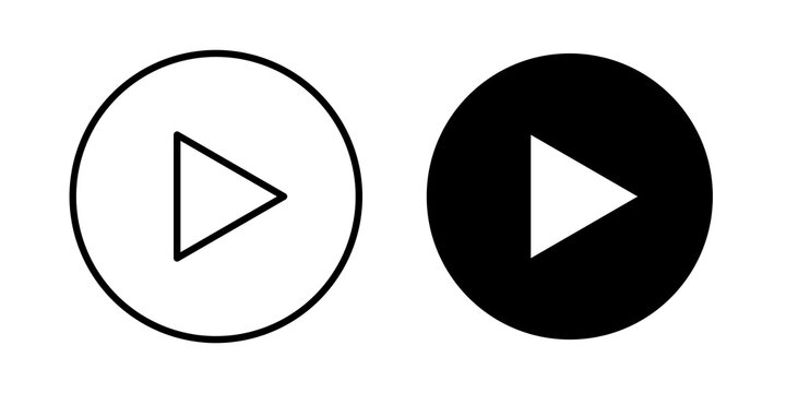 Play icon flat outline in black