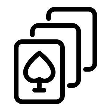 Line icon of a hand of playing cards with a spade suit, ideal for poker, casino, and game night design projects