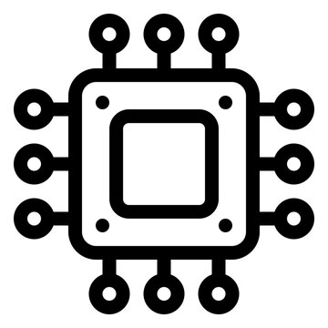 Line icon of a computer processor chip, ideal for technology, electronics, and hardware design projects
