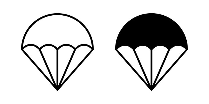 Parachute icon flat outline in black