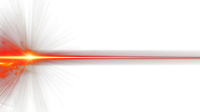 Vivid orange laser beam shooting across, creating a powerful burst effect, graphic element, isolated on transparent background
