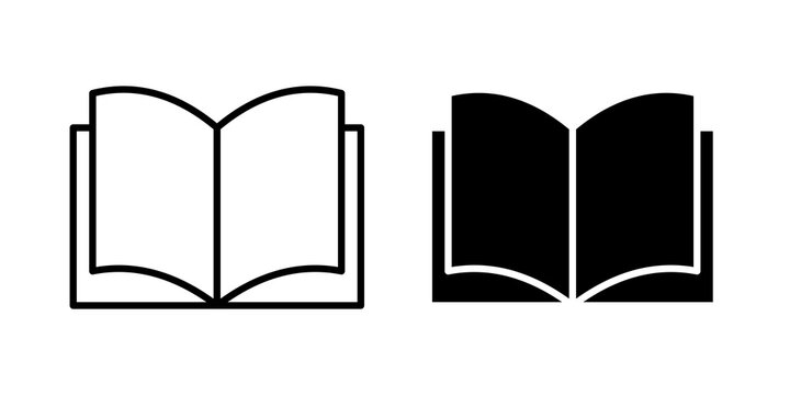open book icon flat outline in black