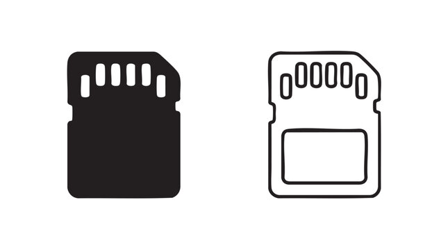 black silhouette with line art memory card vector pair icon black silhouette with line art vector pair icon