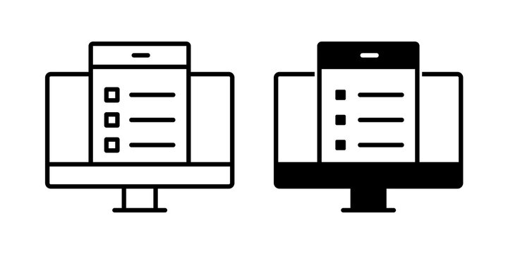 Online exam test icon flat outline in black