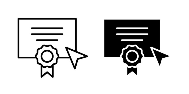 Online education icon flat outline in black