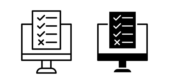 Online exam test icon flat outline in black