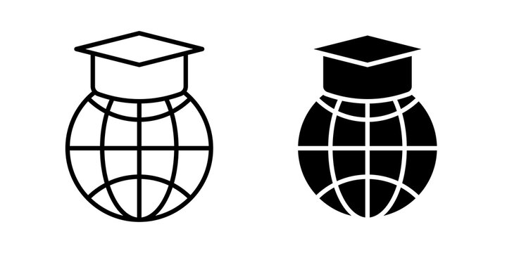 Online education icon flat outline in black