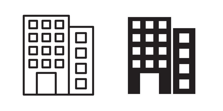 Office Building icon flat outline in black
