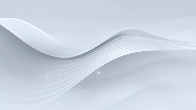 Abstract wave lines flow across a pale blue gradient in a minimal digital background. Website hero section, corporate title sequence, and technology branding.