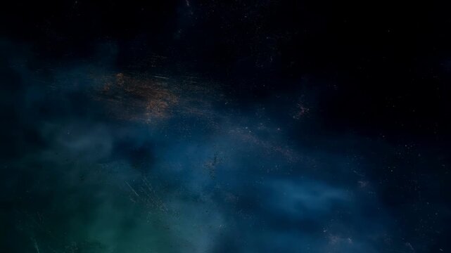 Dark blue atmospheric haze drifts through a particle-filled abstract space. Cinematic title sequences, technology presentations, and science and space graphics.