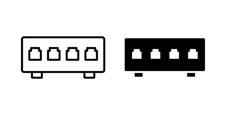 Network switch icon flat outline in black