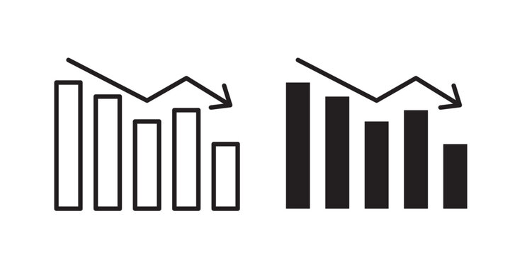 Negative trend icon flat outline in black