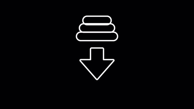 Segmented Download Arrow White Line Animation with Alpha Channel