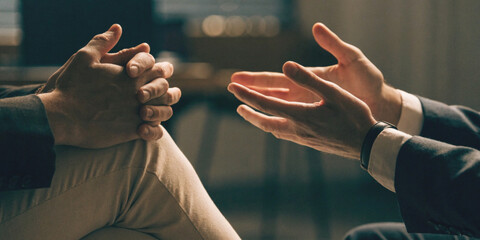 Business connections and effective communication with a close up of the hands of two business...