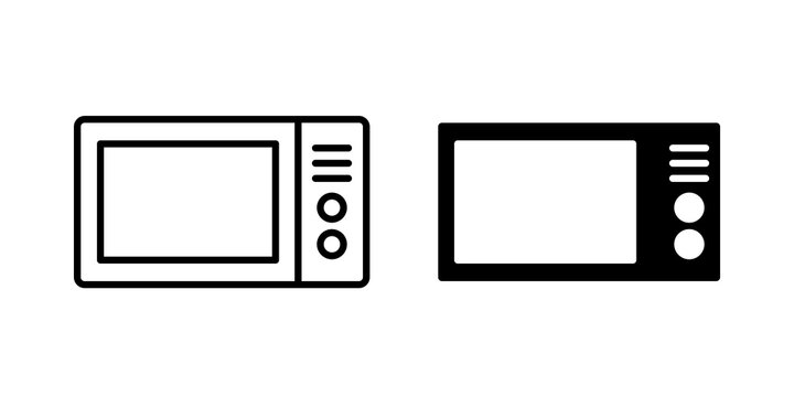 Microwave oven icon flat outline in black
