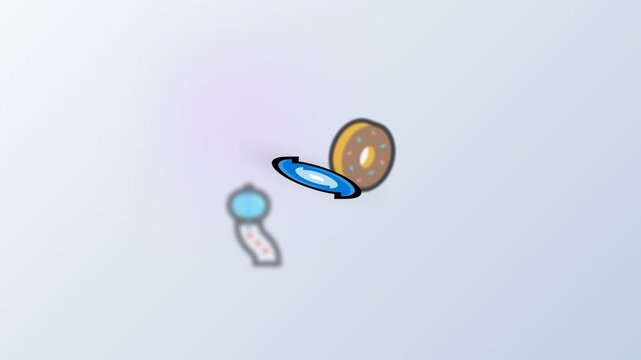 3D spinning animation of a hurricane icon revealing a sweet donut and wind chime.