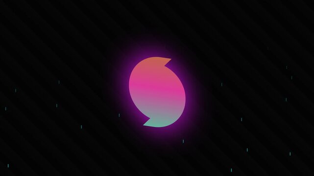 Glowing neon abstract S shape gradient logo animation on a dark background.