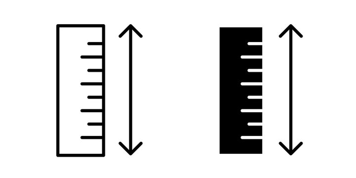 Measurement ruler icon flat outline in black